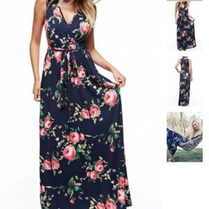 Floral V neck Maxi dress